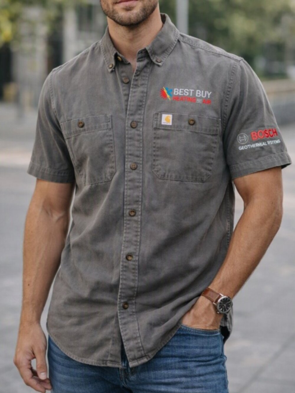 Carhartt Workwear Distressed Mechanic Shirt S Vintage Utility Faded Retro Logo